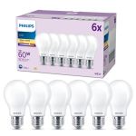 Lot 6x Philips Ampoule LED E27 Poire Dépolie 7W 806lm - 827 Blanc Très Chaud