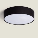Bright Choice Plafonnier LED Rond Textile Noir | 500mm - Convient pour 3x E27 – Max 40W
