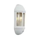 Ansell LED Applique Murale Latina Demi Lanterne Blanc - Convient pour E27 Jusuq'À 42W | IP65 - Détecteur de Mouvement et de Lumière