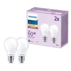 Lot 2x Philips Ampoule LED E27 Poire Dépolie 7W 806lm - 827 Blanc Très Chaud