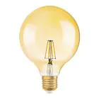 Osram Vintage 1906 LED E27 Globe Filament Dorée 125mm 6.5W 650lm - 824 Blanc Très Chaud | Dimmable - Équivalent 50W